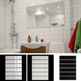 Простая белая длинная мозаичная кухня туалет ванная комната ванная комната кирпич