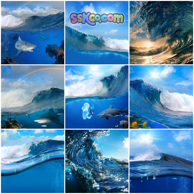 海浪冲浪海涛风景高清JPG摄影照片4K壁纸背景图片插图设计素材