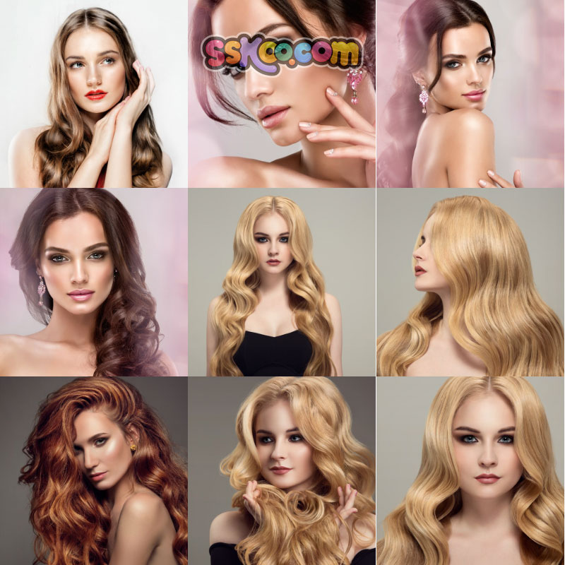 国外理发店美发护发洗发水美女模特JPG高清图片海报设计插图素材