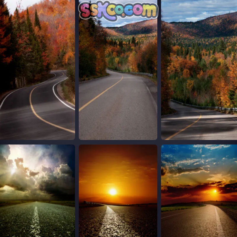 高速公路山间公路场景插图风景壁纸高清4K摄影图片设计背景素材