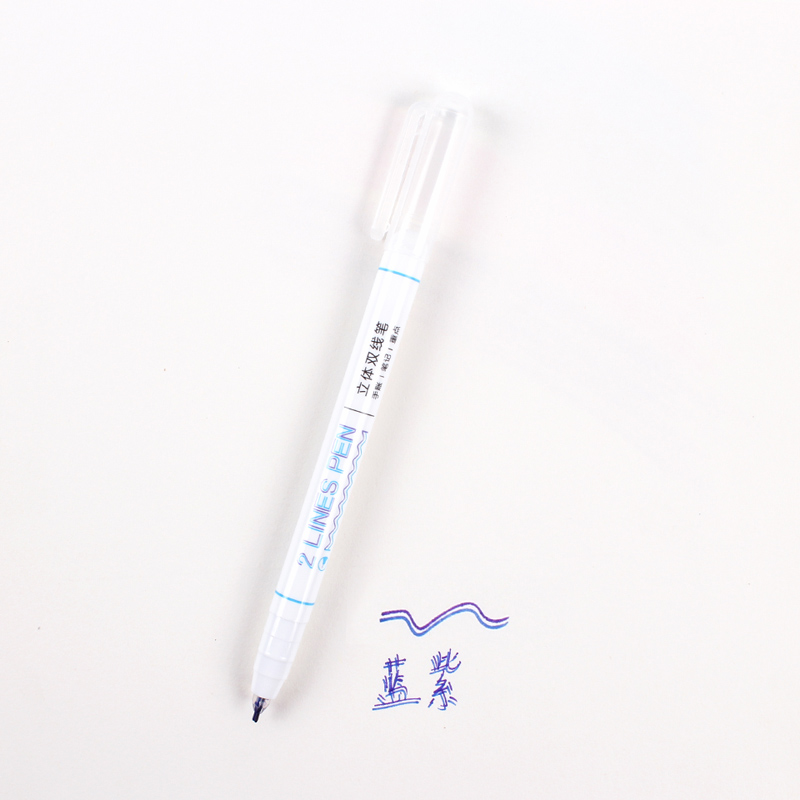 Blue + Purpleoriginality three-dimensional Double line pen colour For students marking pen lovely Two color Hand account Graffiti sign remarks Fluorescent pen