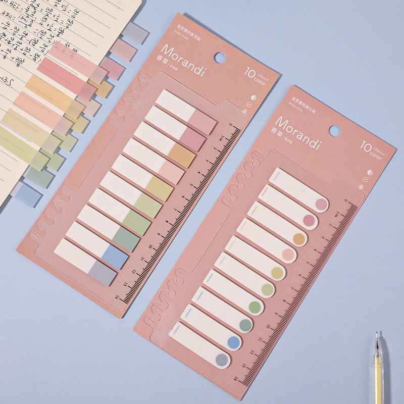 Vanilla 2 Cards / Half Color + Dots (400 Sheets)Morandi colour Indexes sticky note like a breath of fresh air classification Index post Plastic loose-leaf Writable Instruction post Marker sticker