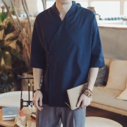 Trà đạo quần áo nam mùa hè phong cách Trung Quốc phục vụ trà thanh niên Hanfu đặt thiền thiền trà nghệ thuật giáo viên Tang phù hợp - Trang phục dân tộc