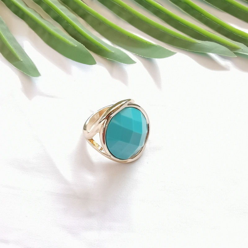 Style 9foreign trade ornaments A87 new pattern personality texture set Turquoise jade Glass Advanced sense Marking Ring ring