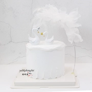 Trang trí bánh nướng White Crown Swan Cake Trang trí in gió Trang trí Flamingo - Trang trí nội thất