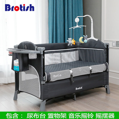 Dark Grey LuxuryBaby bed portability Splicing Big bed multi-function portable Foldable Playbed baby table bb Cradle