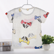 Trẻ em ngắn tay T-Shirt mùa hè boy bé phim hoạt hình đa hoa hoa băng lụa T-Shirt 1-4 năm cậu bé tuổi áo sơ mi