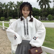 Puff tay áo trùm đầu áo len nữ 2017 mới mùa thu và mùa đông Hàn Quốc phiên bản của sinh viên lỏng lẻo cộng với nhung dày Harajuku phong cách áo sơ mi