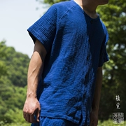 Áo thun mùa hè ngắn tay cotton và vải lanh SF - Trang phục dân tộc