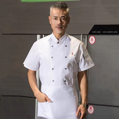 中国风厨师服短袖夏季薄款透气火锅店饭店食堂后厨房工作服男定制