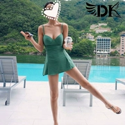 DK chính hãng áo tắm một mảnh nữ kích thước ngực tụ tập gợi cảm che bụng mỏng dây đeo vai váy bảo thủ mùa xuân nóng bỏng - Bộ đồ bơi One Piece