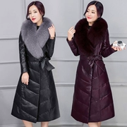 Haining da của phụ nữ áo khoác mùa đông dài dày xuống áo khoác của phụ nữ da cừu fox fur collar fur coat jacket