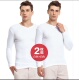 (2 gói) Đồ lót ba dây cotton Chất liệu cotton co giãn mỏng V-cổ nam và quần nữ mùa thu cơ bản một mảnh - Áo ấm