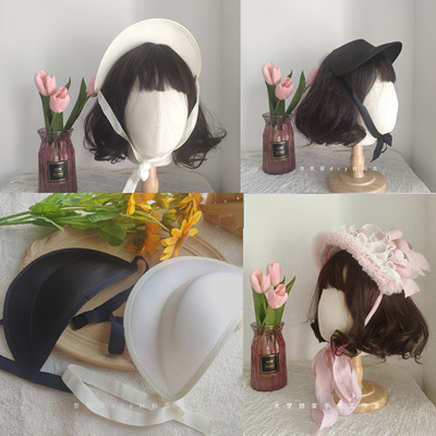 taobao agent Lolita hemp black white BNT hat rough hat dragging nude hat DIY bride hat hat dragging free shipping