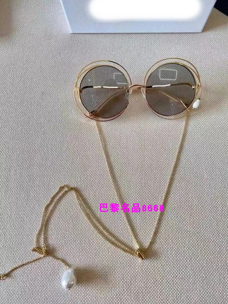 Picture 32021 European and American fashion midfielder personality female Large frame Show thin circular ultraviolet-proof chain Sunglasses Sun glasses