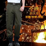 Хлопковые износостойкие осенние штаны, оверсайз, защита от ожогов, увеличенная толщина, свободный прямой крой