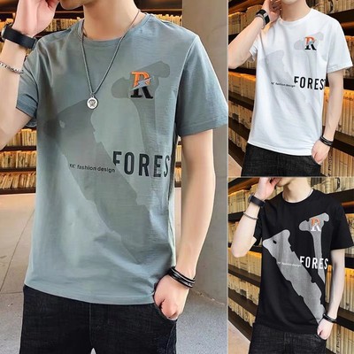 taobao agent Clear warehouse leakage men's foreign trade counter to withdraw tail T -shirt short -sleeved ice silk summer tide, loose and leisure versatile