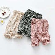 Quần áo trẻ em cho bé mùa hè kẻ sọc Quần lửng phần mỏng Nữ bé cắt quần quần Phiên bản Hàn Quốc của quần ống rộng - Quần