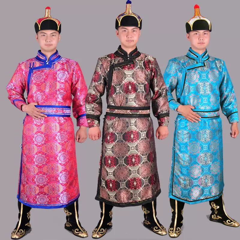 Áo choàng Mông Cổ thời trang nam hiệu suất quần áo Quần áo Mông Cổ nam Quần áo sống Mông Cổ quần áo dài hàng ngày Mông Cổ - Trang phục dân tộc