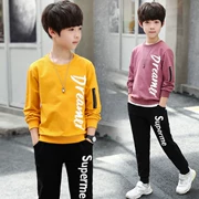Bộ đồ bé trai mùa thu 2018 mới to cho bé 5 mùa xuân và áo dài tay mùa thu Hàn Quốc 11 áo len 13 tuổi hai mảnh