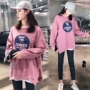 Phụ nữ mang bầu mùa thu thời trang đông 2018 phiên bản Hàn Quốc mới của mẹ ra mắt áo sơ mi mùa thu và áo hai dây mùa đông áo ngực bà bầu