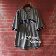 Châu âu và Mỹ đường phố hip hop retro thể thao gió đồng phục bóng chày Yankees ngắn tay T-Shirt cardigan mùa hè nam giới và phụ nữ