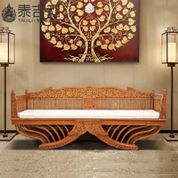 Nội thất phong cách Đông Nam Á Gỗ cổ điển Trung Quốc La Hán Giường gỗ Thái cổ chạm khắc phòng khách sofa giường - Bộ đồ nội thất giường pallet