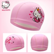 Mũ bơi cho bé gái Hello Kitty tóc dài dễ thương Mũ bơi hoạt hình Mũ PU Mũ Lycra bơi - Mũ bơi