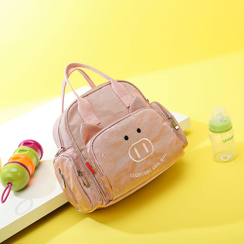 Pink Embroideryfashion Mummy Bag 2020 new pattern multi-function Messenger trumpet go out portable One shoulder light Mother baby bag both shoulders female