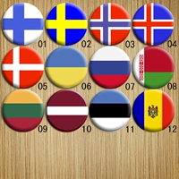 Нордический и восточно -европейский значок национального флага, Финляндия, Швеция, Норвегия Исландия, Дания, Россия, Украина и т. Д.
