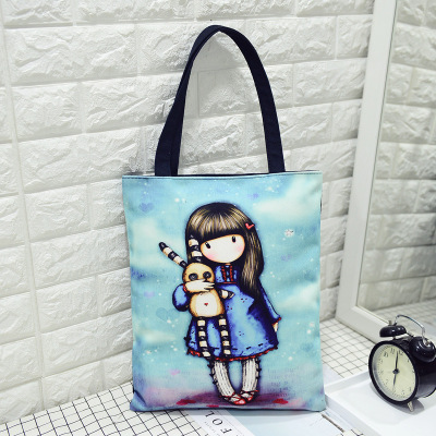 Doll GirlFemale bag Korean version Cartoon lady high-capacity canvas handbag Fashion and leisure bag Versatile environment protection Shopping bag