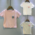 Trẻ em ngắn tay T-Shirt 2018 cô gái mùa hè mới trẻ em Hàn Quốc của quần áo hoa bằng gỗ tai đáy ngắn tay t-shirt hoang dã Áo thun