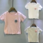 Trẻ em ngắn tay T-Shirt 2018 cô gái mùa hè mới trẻ em Hàn Quốc của quần áo hoa bằng gỗ tai đáy ngắn tay t-shirt hoang dã váy trẻ em 10 tuổi