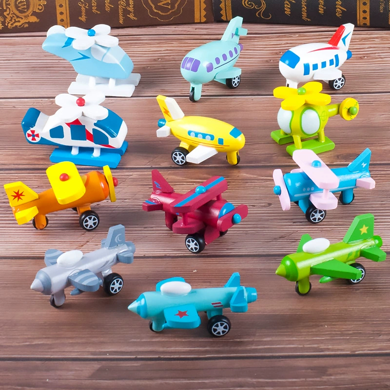 Bộ mười hai mảnh gồm máy bay mini màu dành cho trẻ em bằng gỗ và loạt mô hình gió đồ chơi nhận thức giáo dục cho trẻ sơ sinh - Khác