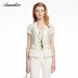 ANNAKRO 蔻 mùa hè của phụ nữ mới ngắn tay Slim micro trong suốt màu trắng một nút vest nữ hàn quốc Business Suit