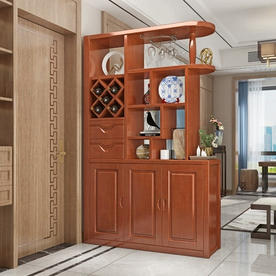 Tủ hội trường bằng gỗ nguyên khối Tủ rượu phong cách Trung Quốc hiện đại Tủ lối vào phòng khách Sảnh trang trí vách ngăn tủ màn hình Tủ lưu trữ hai mặt vách pvc 