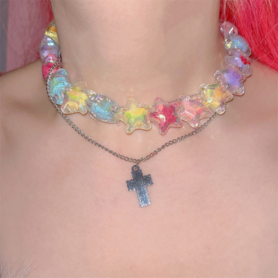taobao agent Free shipping Japanese Harajuku INS star love niche Y2K hot girl sub -cultural Amai cultural double -layer women's necklace