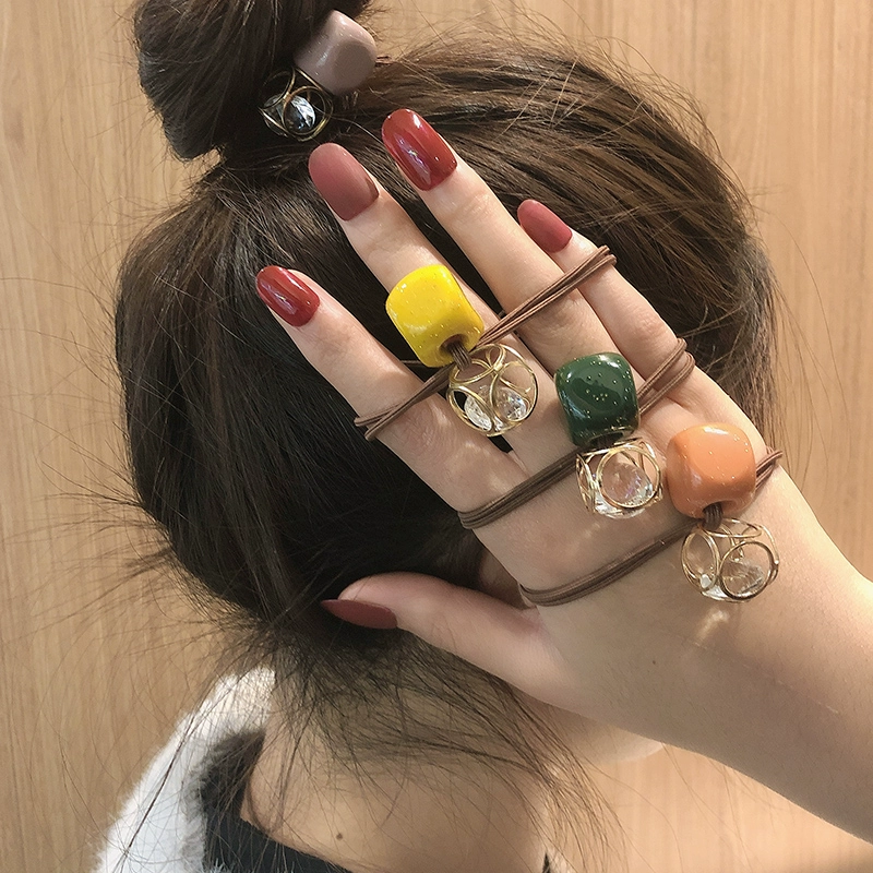 Phiên bản tiếng Hàn của ins vuông dây tóc vòng đeo tay hai mục đích dây nhỏ nhỏ tươi hoang dã vòng cao su ban nhạc rừng cô gái da - Vòng đeo tay Clasp