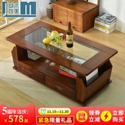Tempered hình chữ nhật căn hộ nhỏ phòng khách gỗ veneer đồ nội thất hiện đại Trung Quốc bàn cà phê gỗ bàn kính bàn cà phê