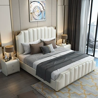 Легкая роскошная сплошная деревянная кровать ins net red bed 1,8 -метра с двуспальной кровать