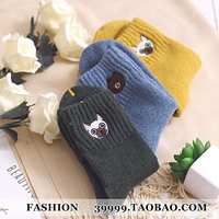 Nhật Bản thêu retro Mùa thu và mùa đông len dày + cotton ấm áp cô gái vớ vớ vớ thoáng khí vớ vớ sàn vớ nike chính hãng