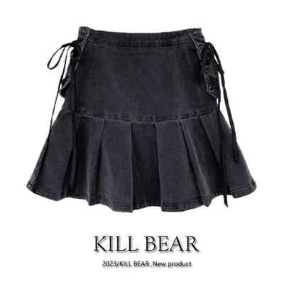 taobao agent Summer pleated skirt, thin mini-skirt, denim skirt, high waist, A-line