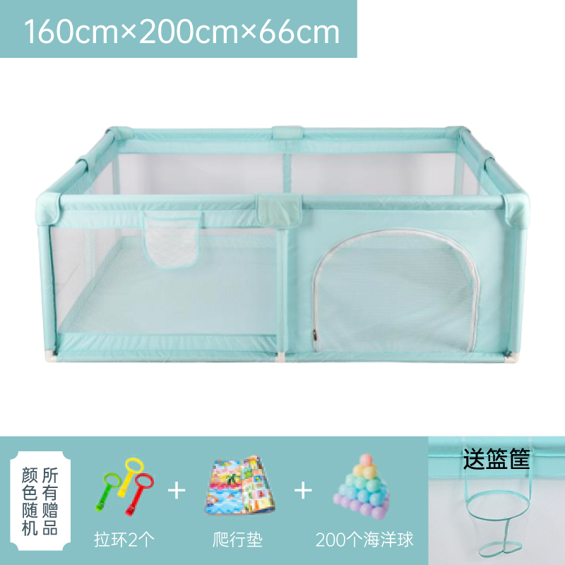 Mint Green (1.6 * 2) 200 Balls + Creeping Matbaby baby game enclosure crawl Learn to walk fence children indoor a living room Creeping mat security Protective fence household