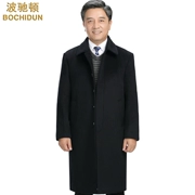 Trung niên cộng với nhung len len áo khoác nam mùa đông đoạn dài trên đầu gối áo gió windy trung niên cha Nizi coat dày
