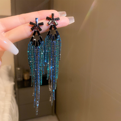 taobao agent Blue advanced earrings, light luxury style, high-quality style