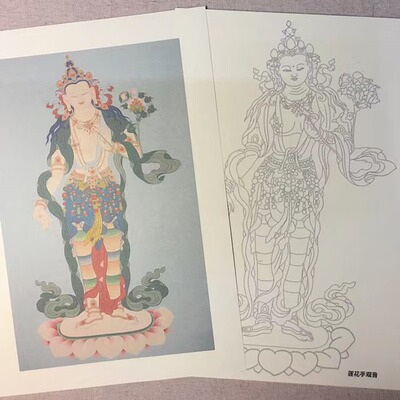 Lotus Hand Piece Thangka Line Paper Portrait Толстая живописная бумага, обучение начальной школы бесплатная доставка медицинская декларация