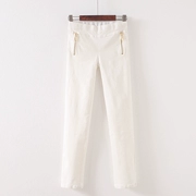 Hui Yi Ge cotton mùa hè đàn hồi eo cao eo quần Hàn Quốc phiên bản của mỏng đơn giản hoang dã chân đàn hồi quần phụ nữ quần