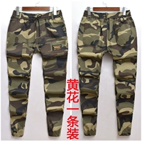 X стиль пружина и осень желтые цветочные эластичные брюки (один)