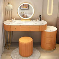 Круглый апельсиновый 120 -см стол+шкаф+умное зеркало+круглый стул