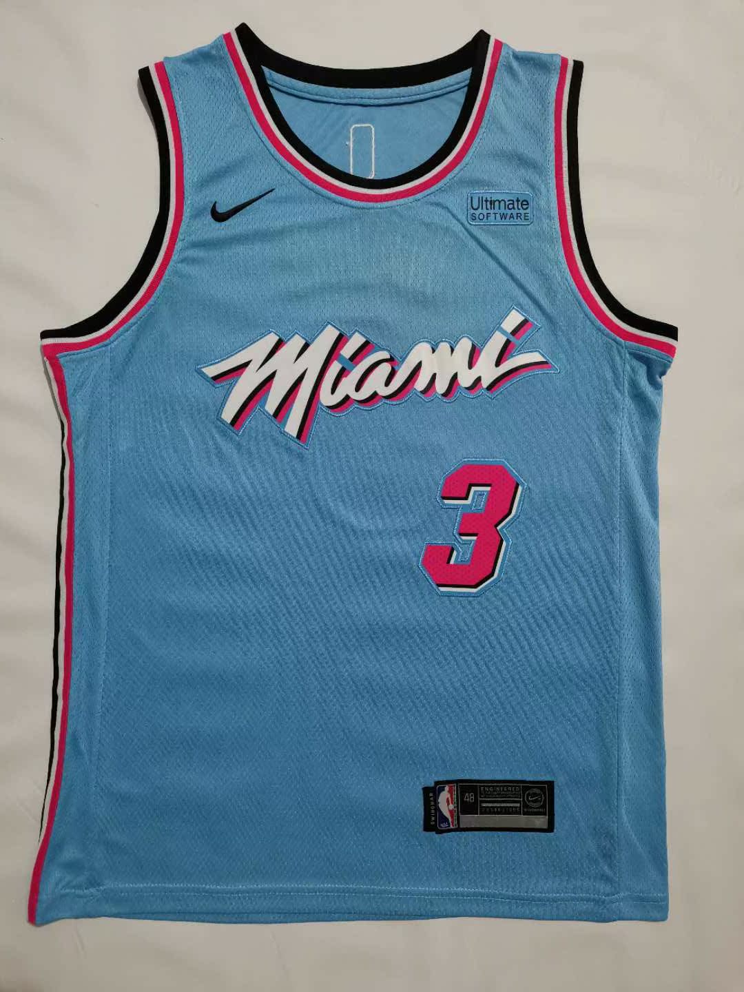 Sky BlueThe heat No. 3 Wade Jersey men and women Basketball clothes No.22 Butler Jersey City Edition Basketball clothes vest